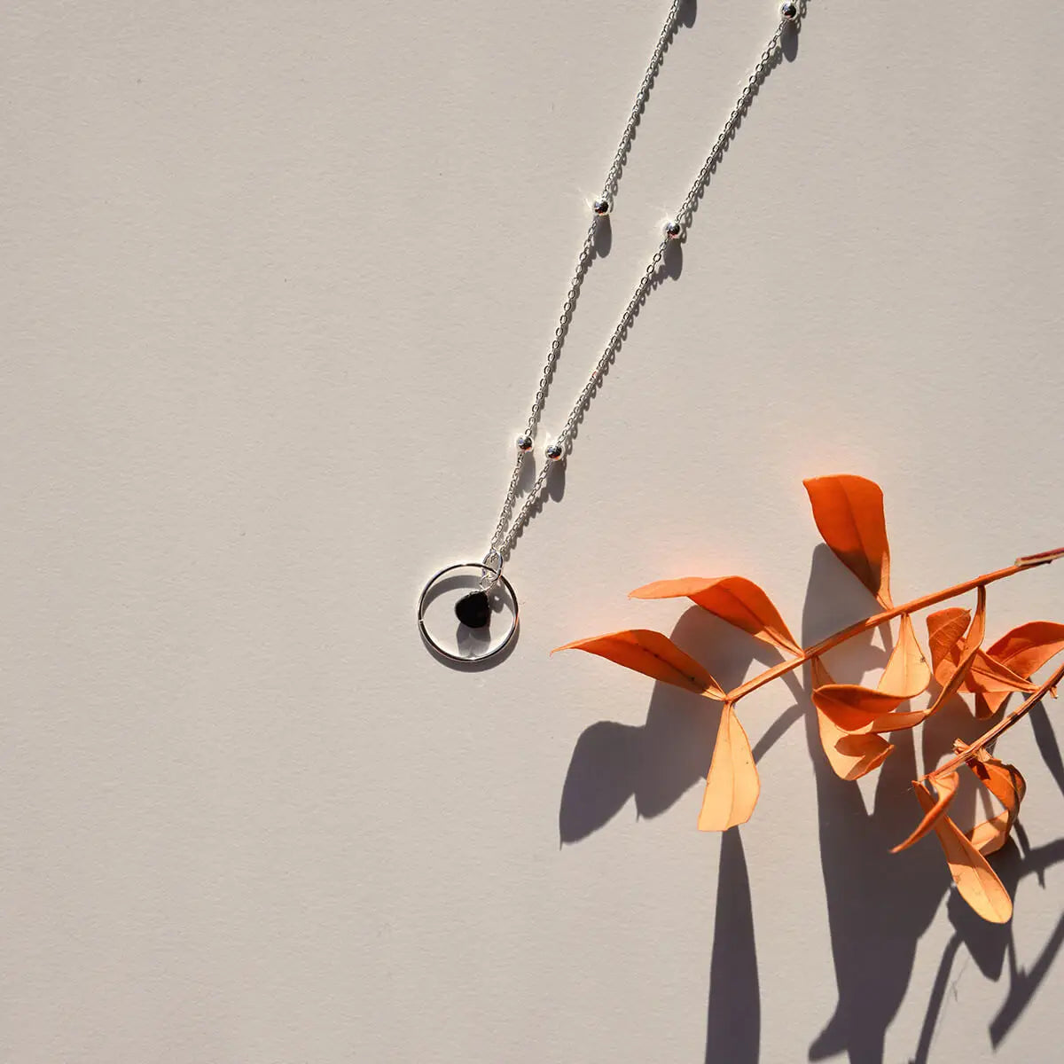 Necklace round silver black - big hug