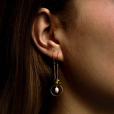 Believe in yourself. Oorbel - Groen met zoetwaterparel - shopvinoos