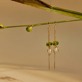 Believe in yourself. Oorbel - Groen met zoetwaterparel - shopvinoos