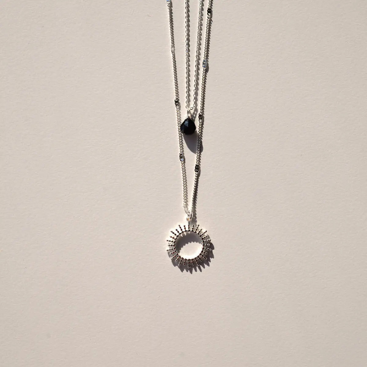 Ketting zon zilver zwart - always sparkle - shopvinoos