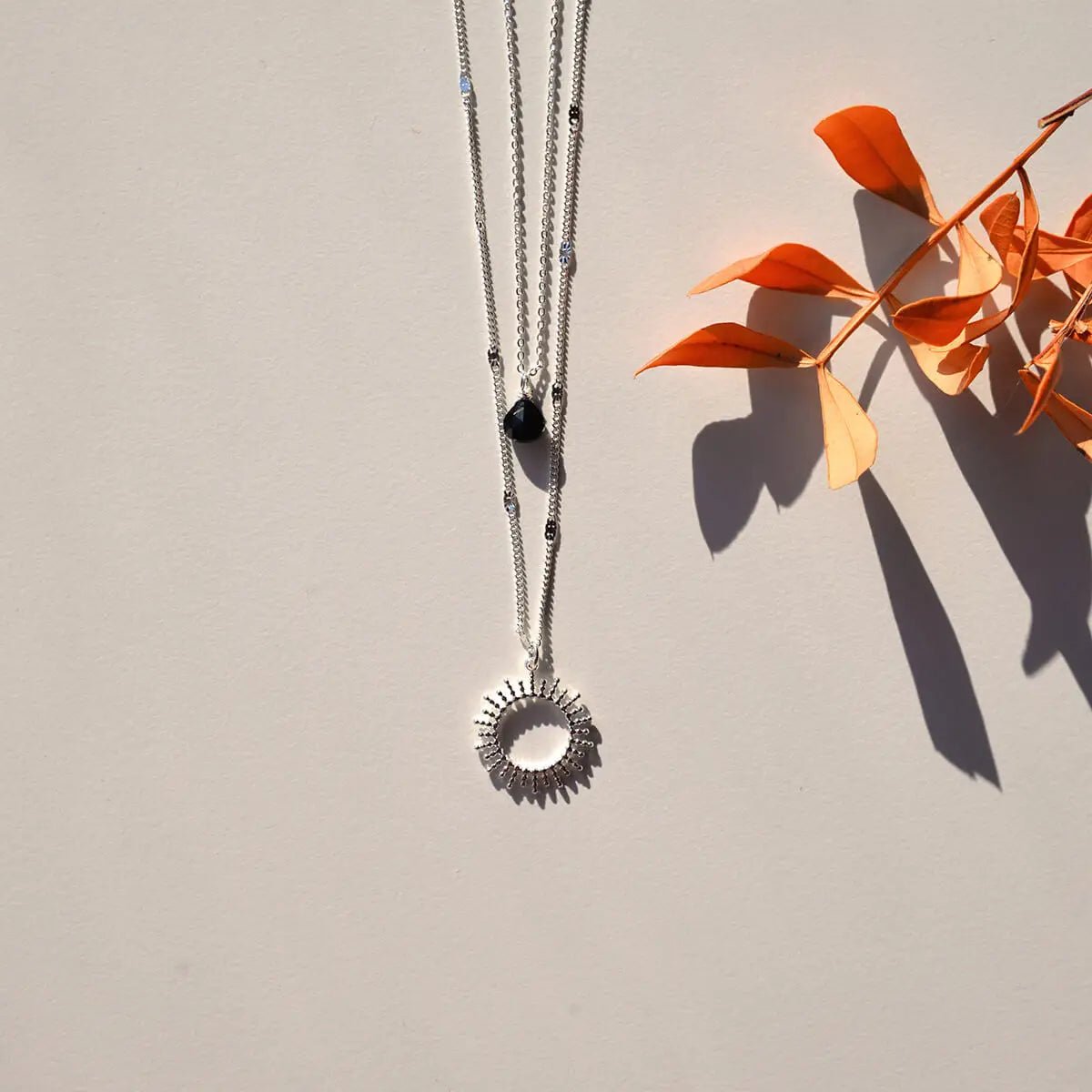 Ketting zon zilver zwart - always sparkle - shopvinoos