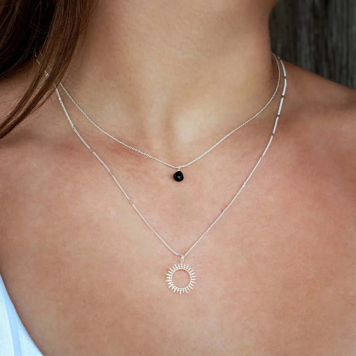 Ketting zon zilver zwart - always sparkle - shopvinoos