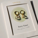 Party Time! Oorbel - Transparant met glitter - shopvinoos