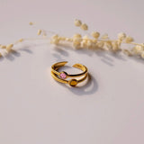 RING DUBBEL GOUD - AMBER / FUCHSIA - shopvinoos