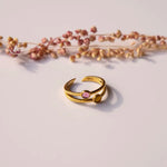 RING DUBBEL GOUD - AMBER / FUCHSIA - shopvinoos