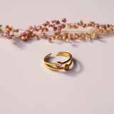 RING DUBBEL GOUD - AMBER / FUCHSIA - shopvinoos