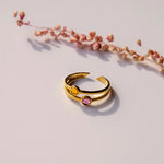 RING DUBBEL GOUD - AMBER / FUCHSIA - shopvinoos