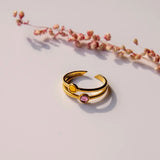 RING DUBBEL GOUD - AMBER / FUCHSIA - shopvinoos