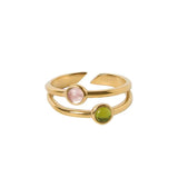 Ring Dubbel Goud - Roze / Groen - shopvinoos