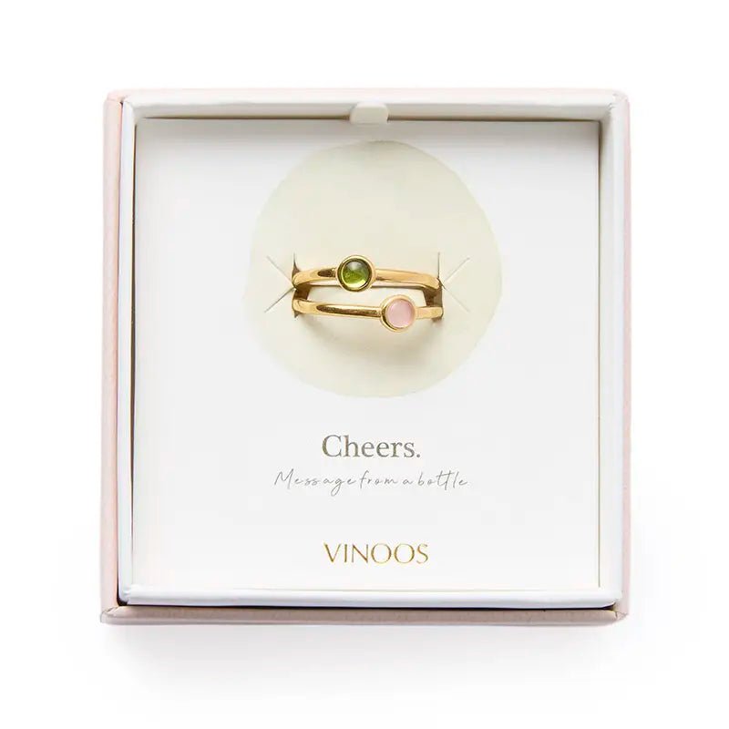 Ring Dubbel Goud - Roze / Groen - shopvinoos