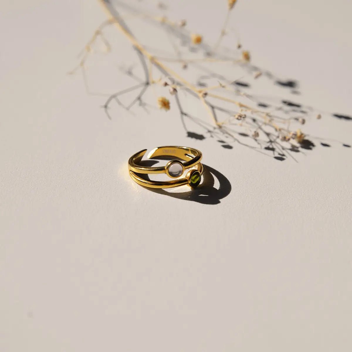 Ring Dubbel Goud - Roze / Groen - shopvinoos