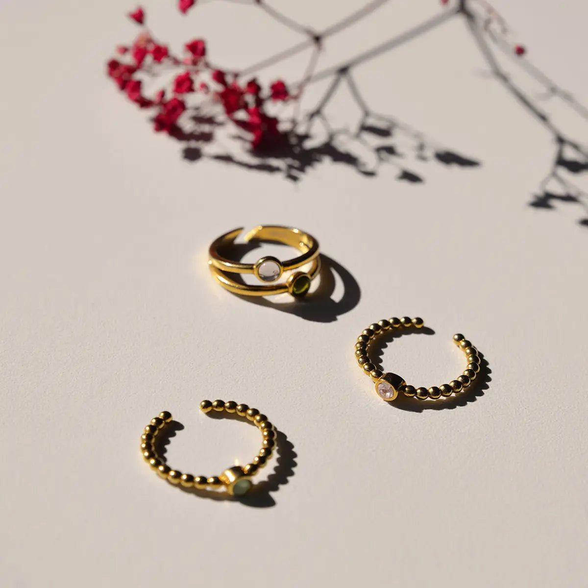 Ring Dubbel Goud - Roze / Groen - shopvinoos