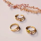 RING DUBBEL GOUD - TURQUOISE / ROZE - shopvinoos