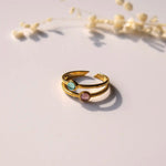 RING DUBBEL GOUD - TURQUOISE / ROZE - shopvinoos