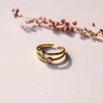 RING DUBBEL GOUD - TURQUOISE / ROZE - shopvinoos