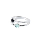 Ring Dubbel Zilver - Turquoise / Zwart - shopvinoos