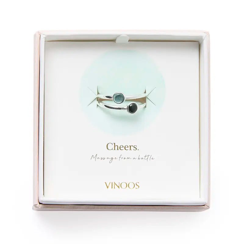 Ring Dubbel Zilver - Turquoise / Zwart - shopvinoos
