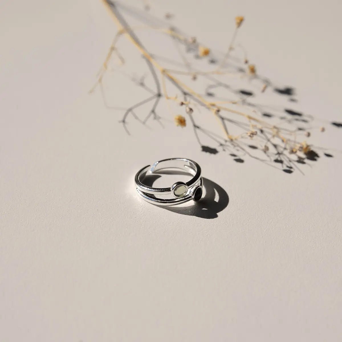 Ring Dubbel Zilver - Turquoise / Zwart - shopvinoos