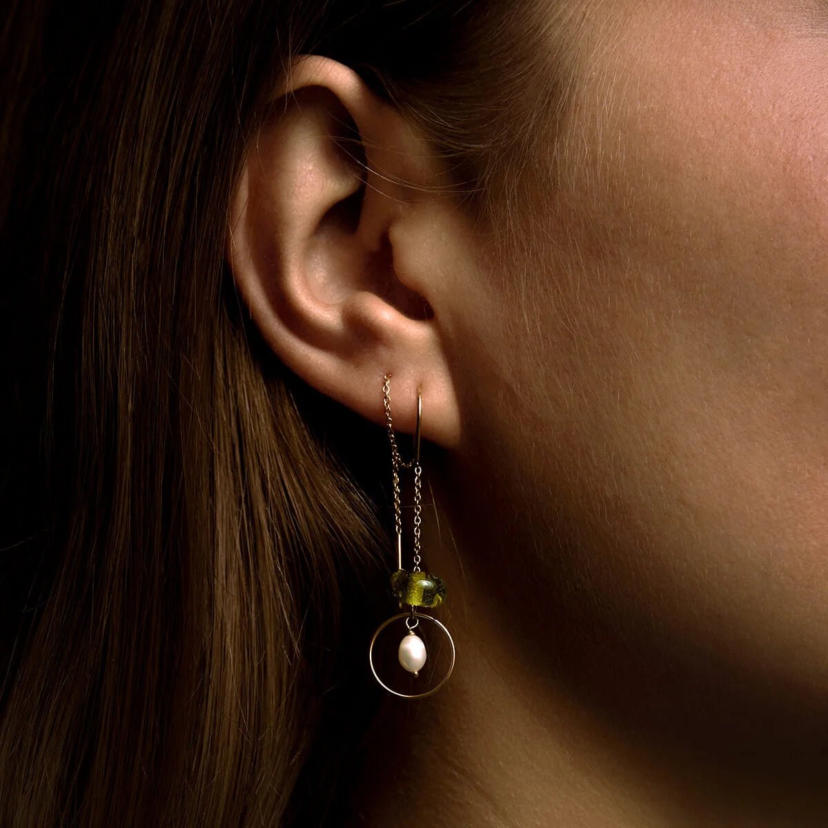 Voor Altijd. Oorbel – Groen Met Parel - shopvinoos