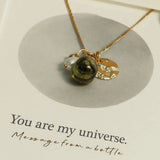 You are my universe. Bedelketting - Groen met bedels - shopvinoos